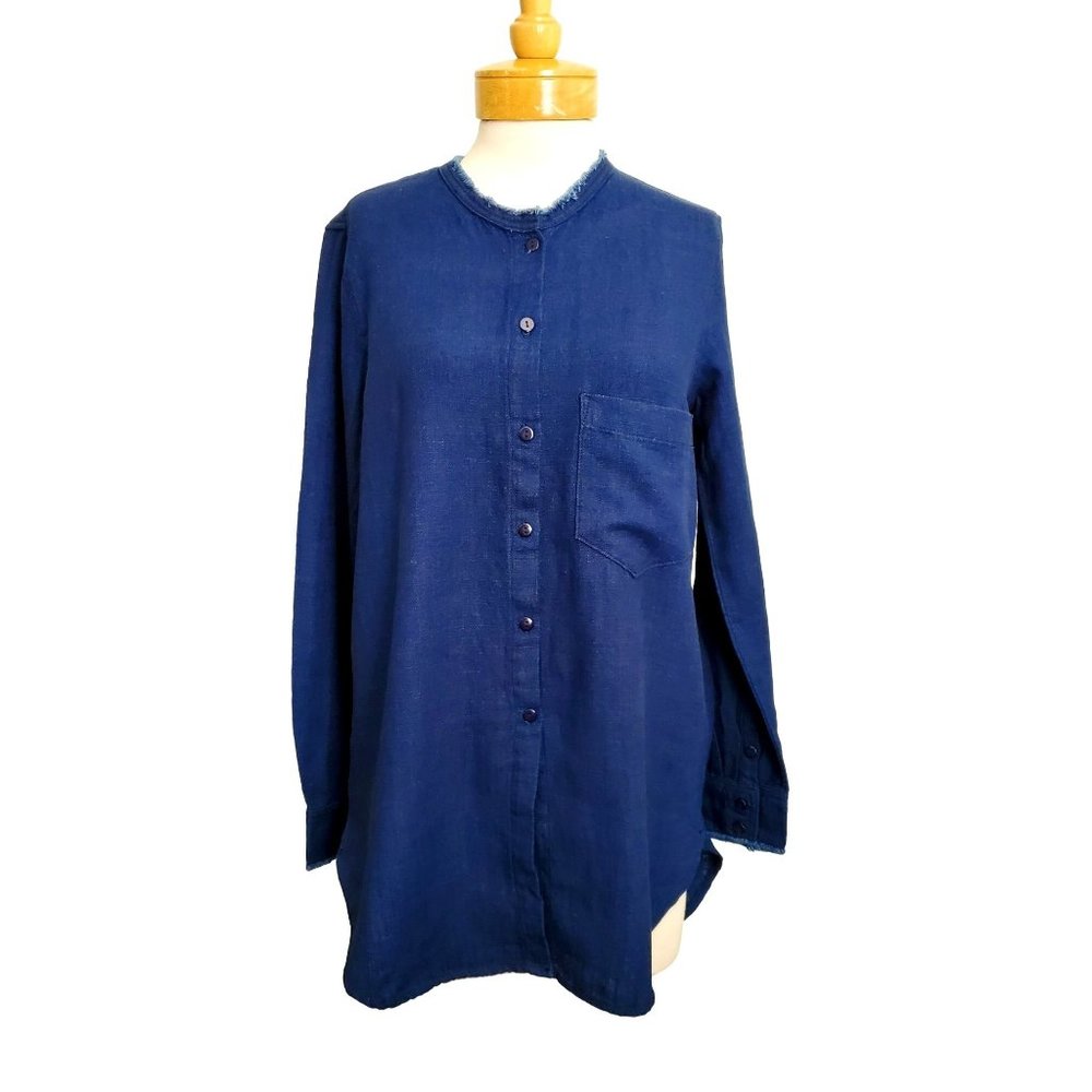 SALE Free People x Sandrine Rose NWT Long Sleeve Shirt Blue Denim Pocket Sz S